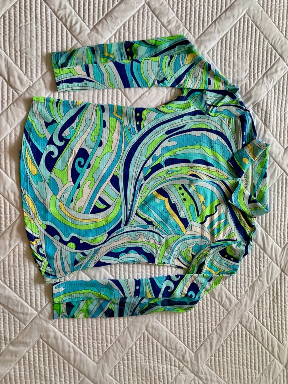 IBKÜL Icikuls XS Retro Swirl 1/4 Zip Long Sleeve Golf Tennis Sun Shirt - Size XS